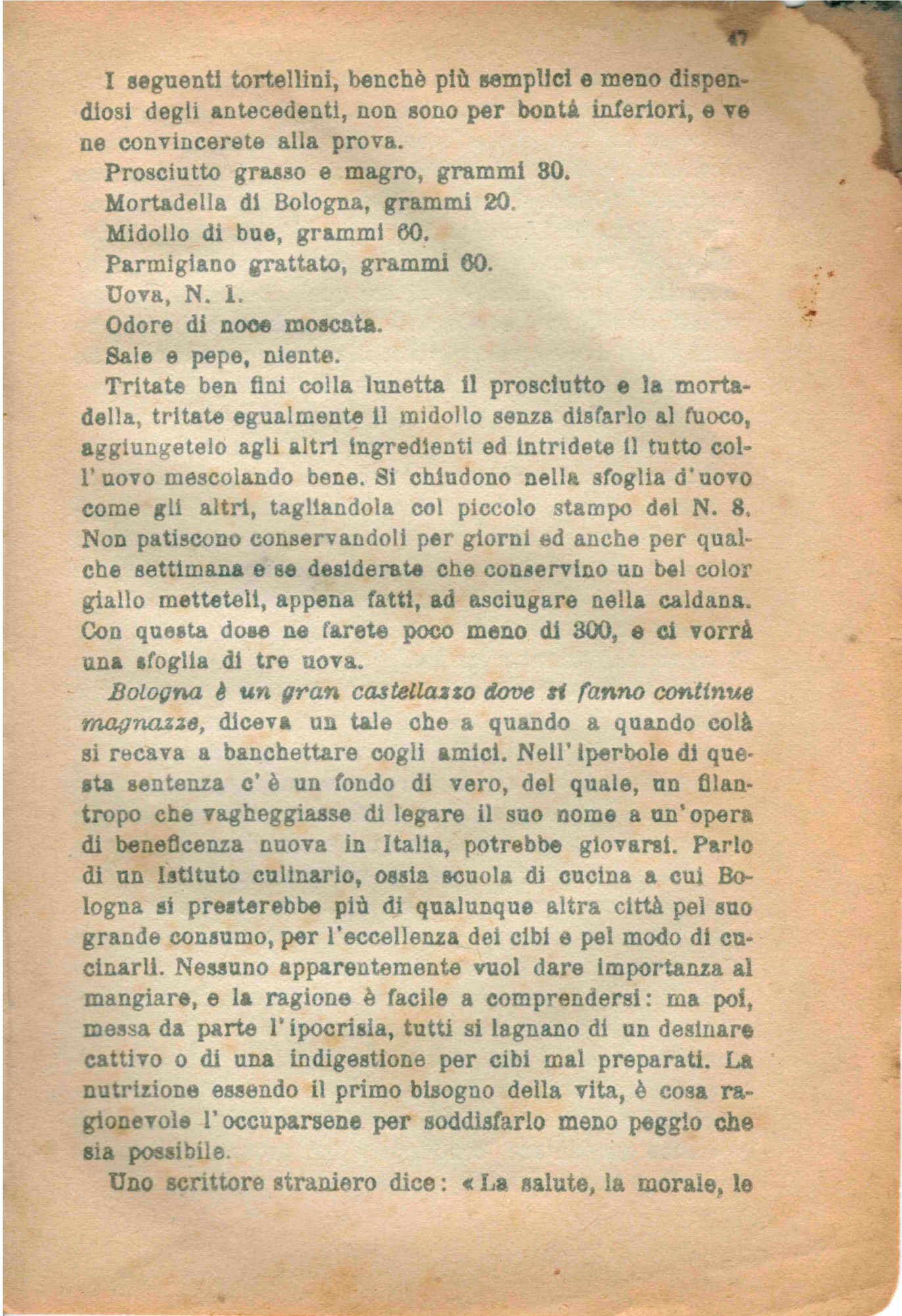 Tortellini bolognesi - la ricetta dell'Artusi